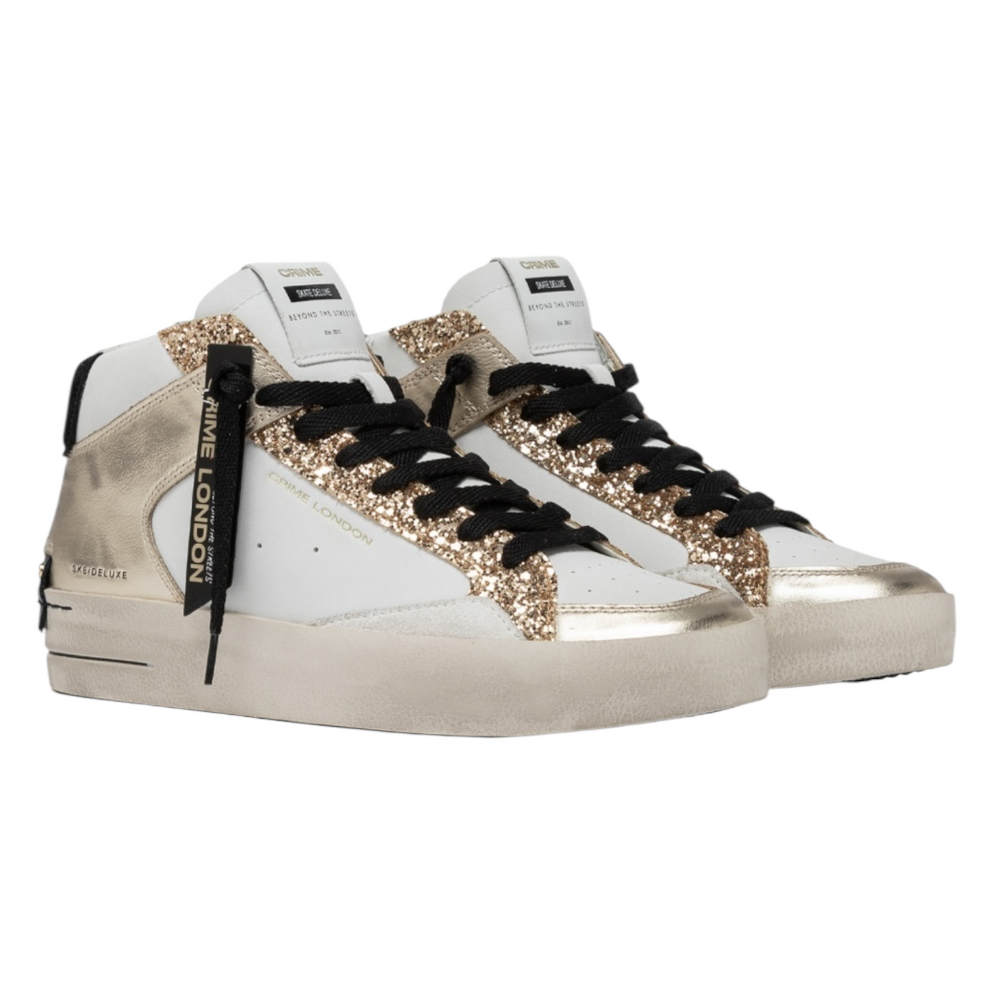 Crime London - Sneakers Sk8 Deluxe Mid Platinum Glam