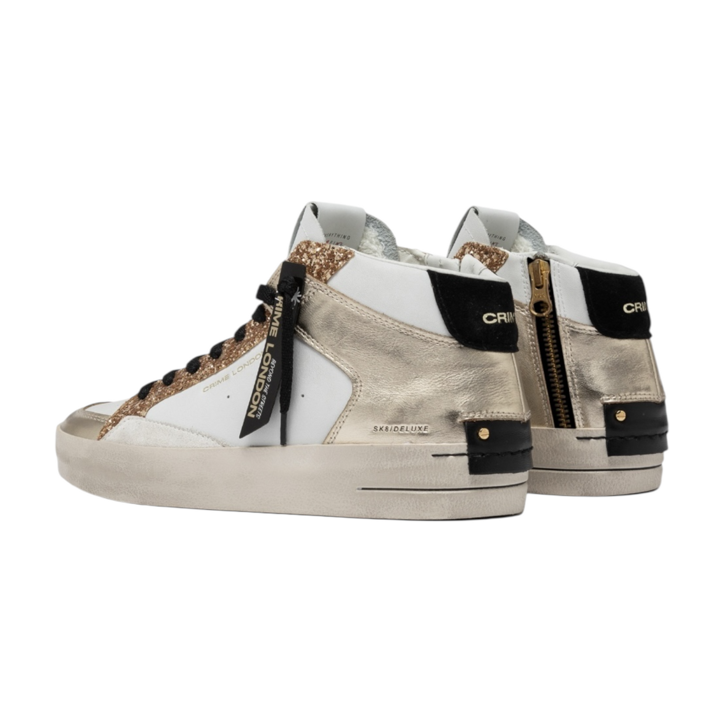 Crime London - Sneakers Sk8 Deluxe Mid Platinum Glam