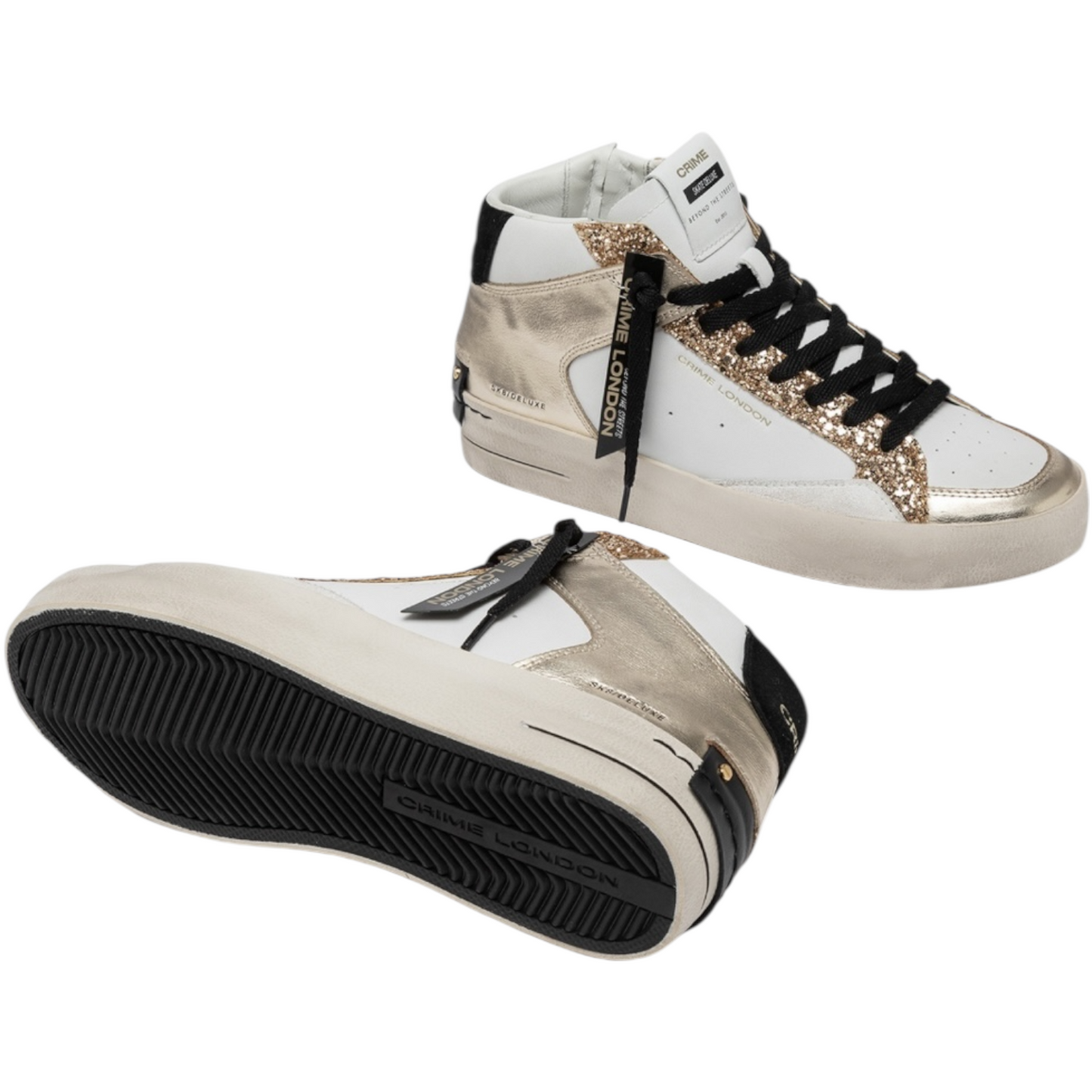 Crime London - Sneakers Sk8 Deluxe Mid Platinum Glam