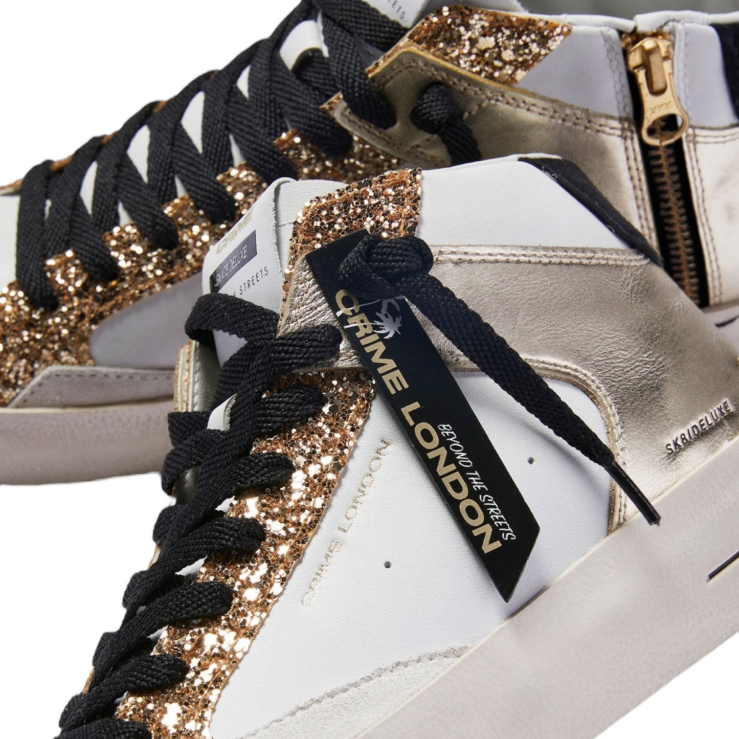 Crime London - Sneakers Sk8 Deluxe Mid Platinum Glam