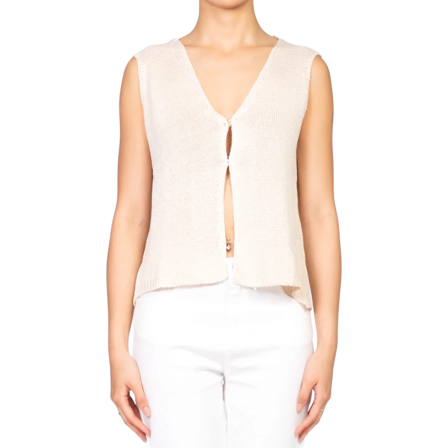 55055D - Vicolo Gilet in Maglia Panna