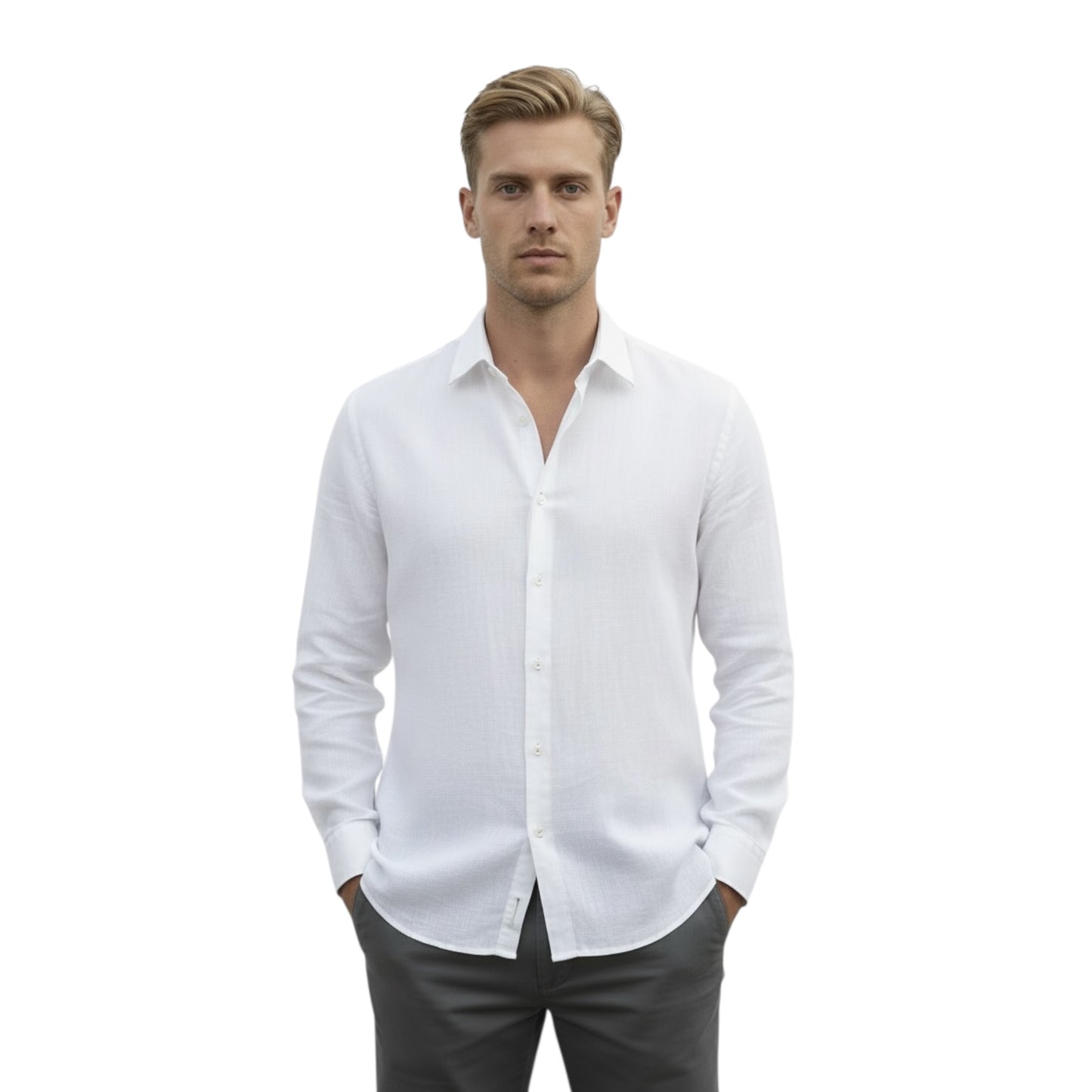 DUCL0001 - DANIELE ALESSANDRINI CAMICIA FRANCESE LINO BIANCO