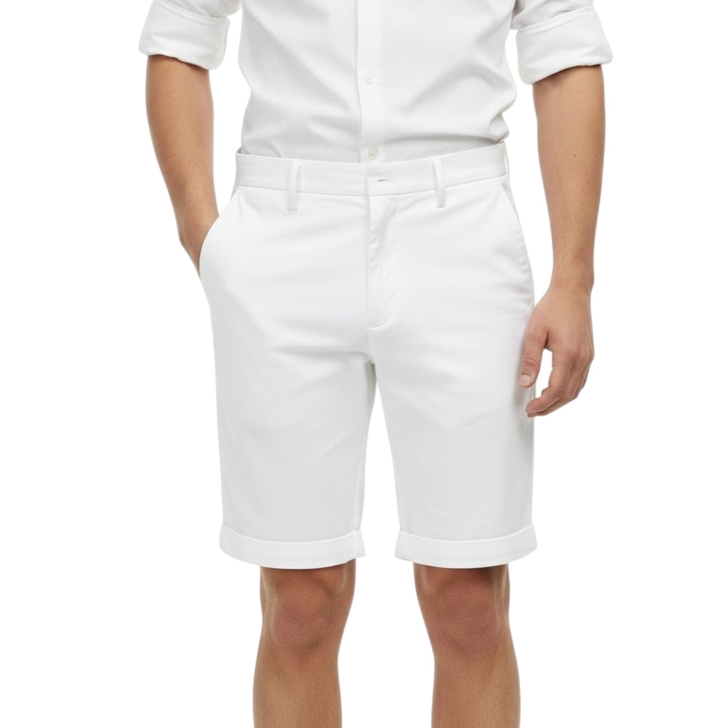 DUST0003 - DANIELE ALESSANDRINI BERMUDA CAPRI BIANCO