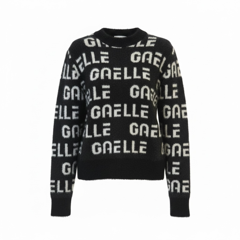 GAABW11450 - GAELLE PARIS PULLOVER GIROCOLLO ALLOVER NERO