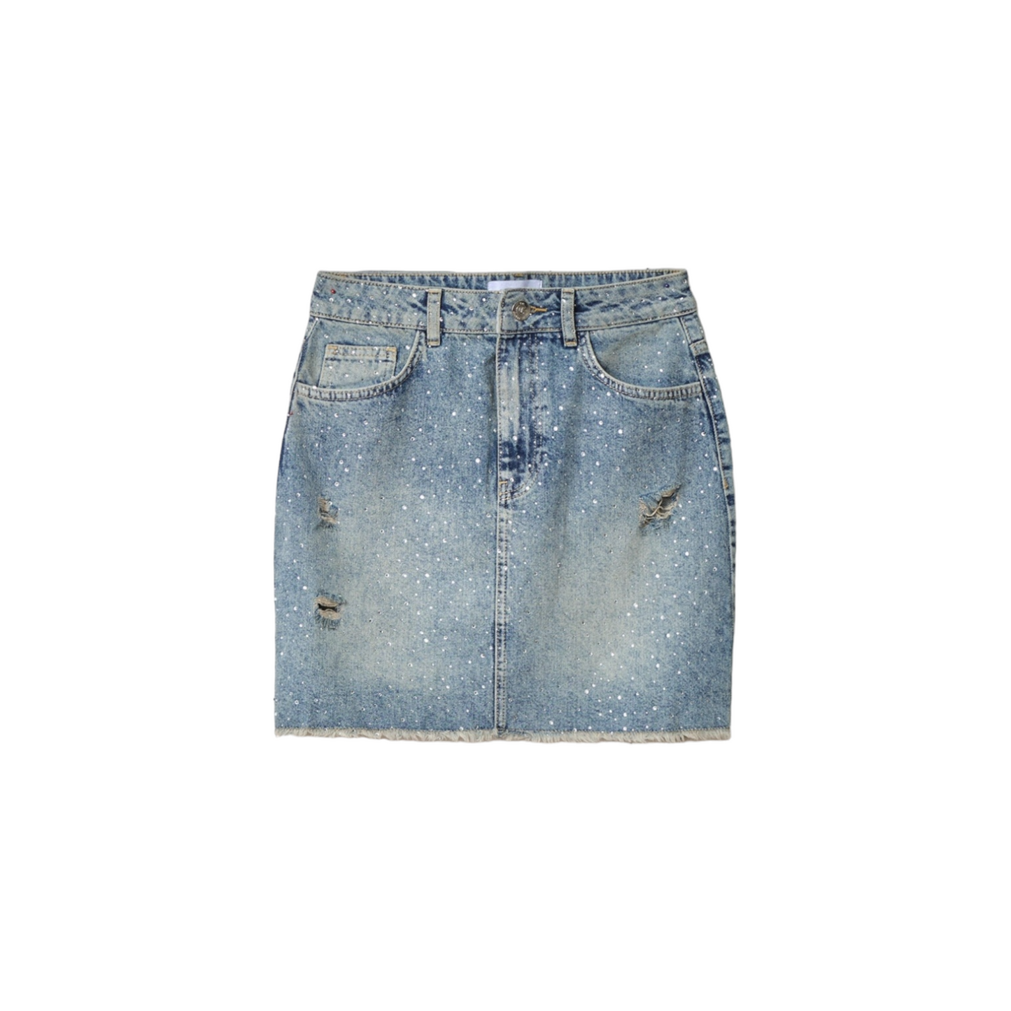 GAABW00298 - Gaelle Paris Gonna in denim con strass allover