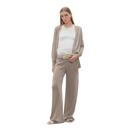 JPE25MK018 - Jijil Cardigan in Maglia lurex gesso