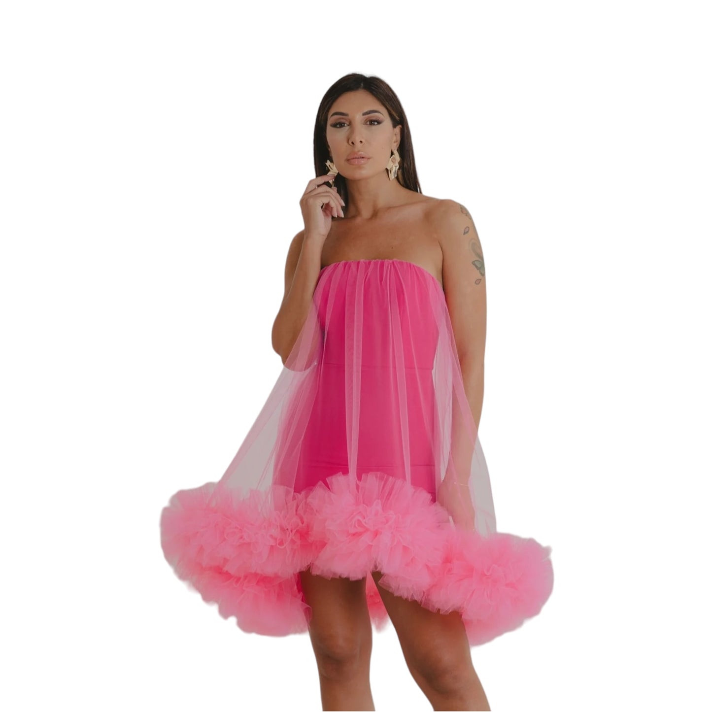 Valeria Mazza - Vestido tubo con tul