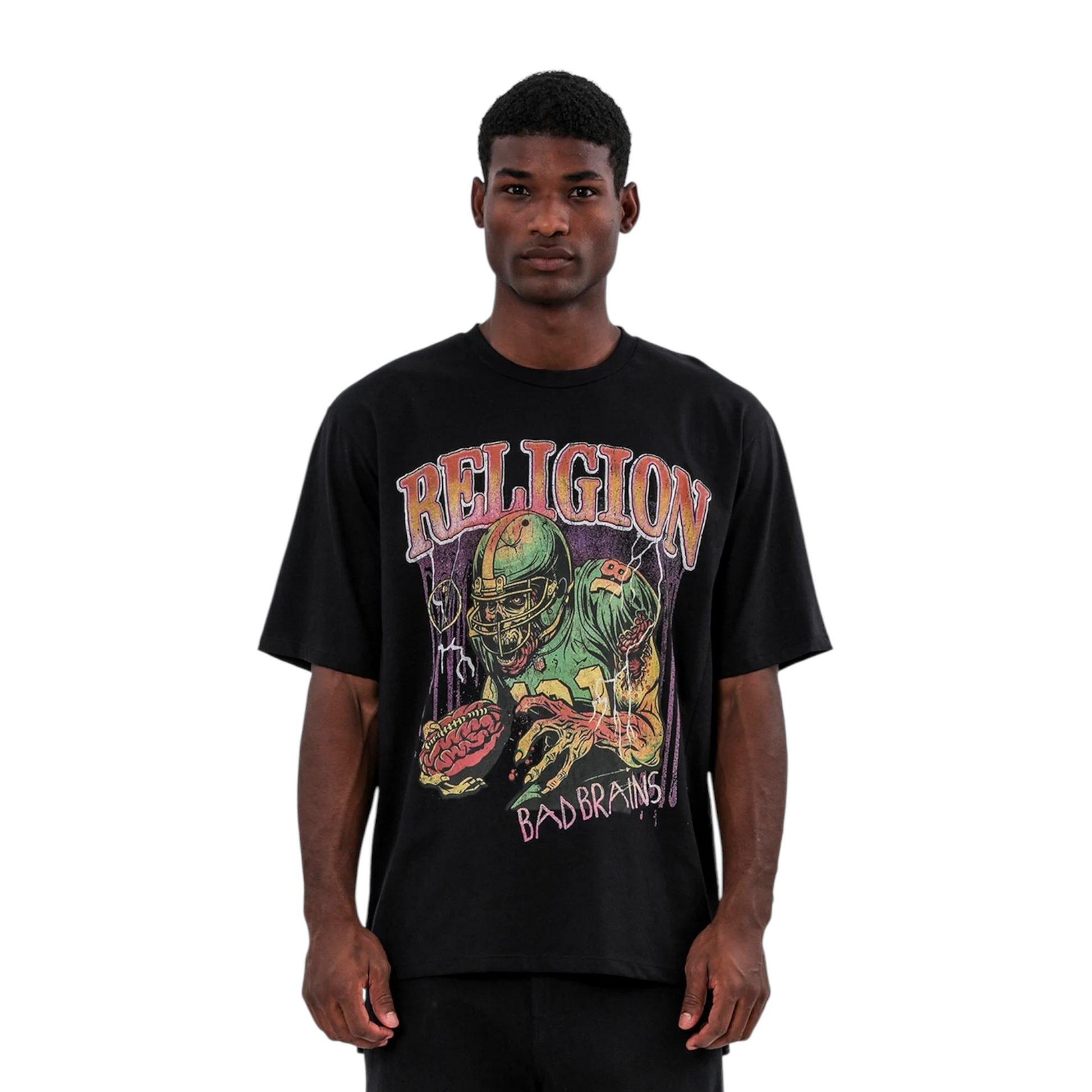 15BBNN97 - RELIGION BAD BRAINS T-SHIRT JET BLACK