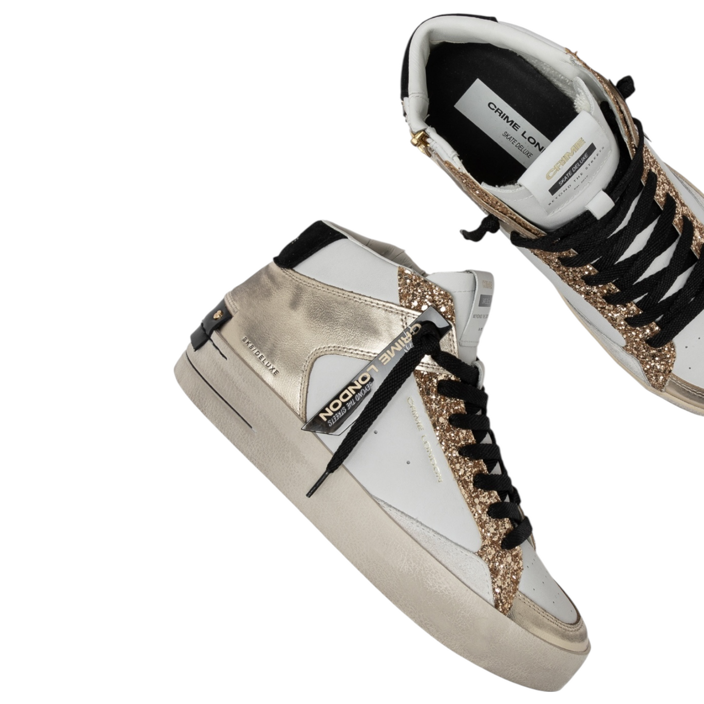 Crime London - Sneakers Sk8 Deluxe Mid Platinum Glam