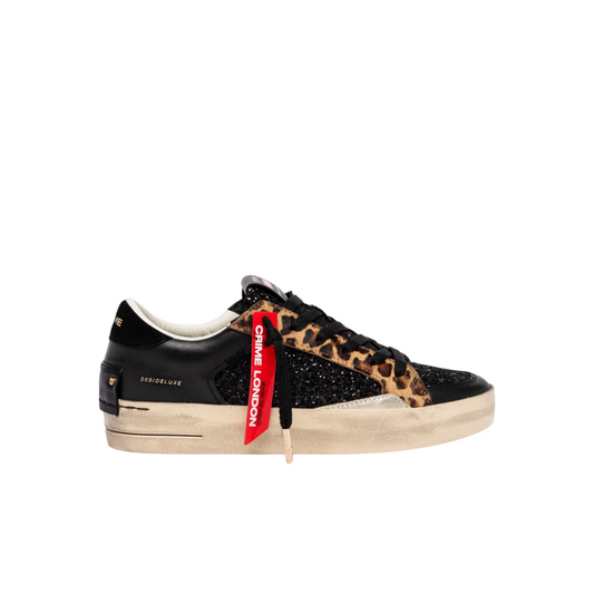 25114AA8 _ Crime London Sneakers SK8 Deluxe black cheetah
