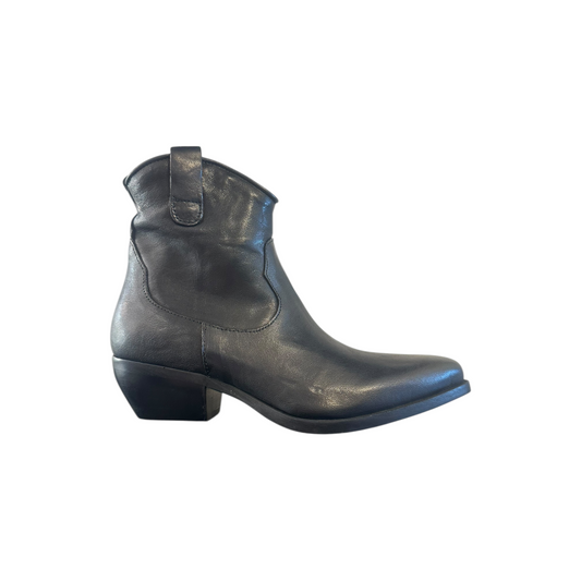 510 - DIVINE FOLLIE TEXANINO IN PELLE OYSTER CON ZIP LATERALE NERO