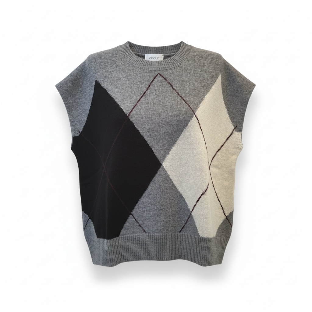 7AC7058 - VICOLO GILET GIROCOLLO GRIGIO