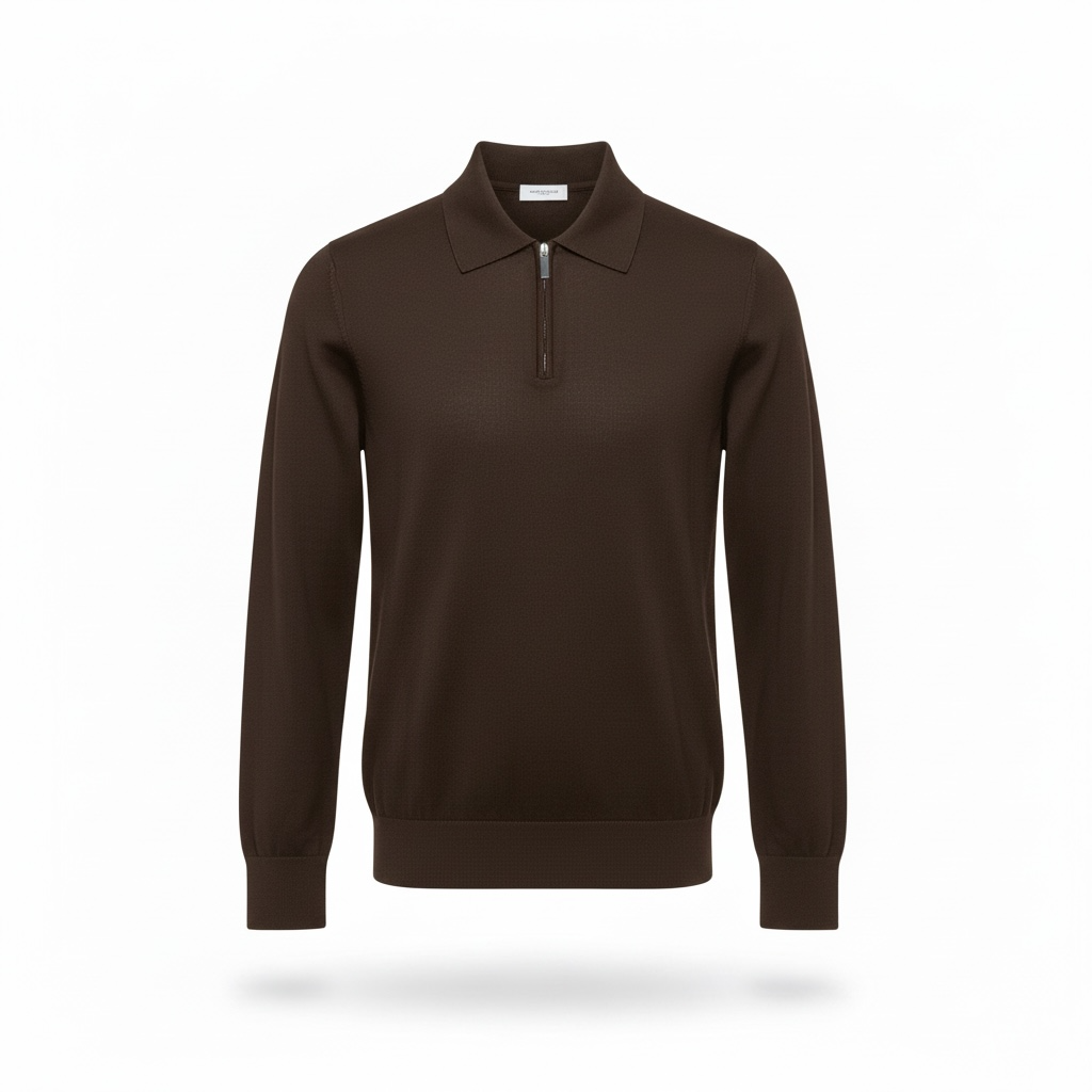 A002 - PAOLO PECORA MAGLIA MEZZA ZIP MORO