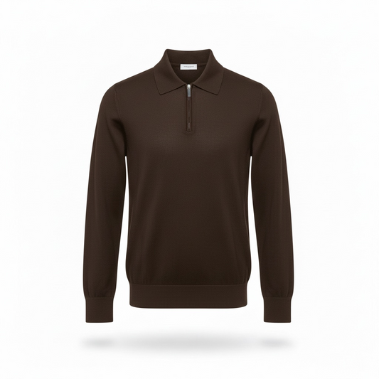 A002 - PAOLO PECORA MAGLIA MEZZA ZIP MORO