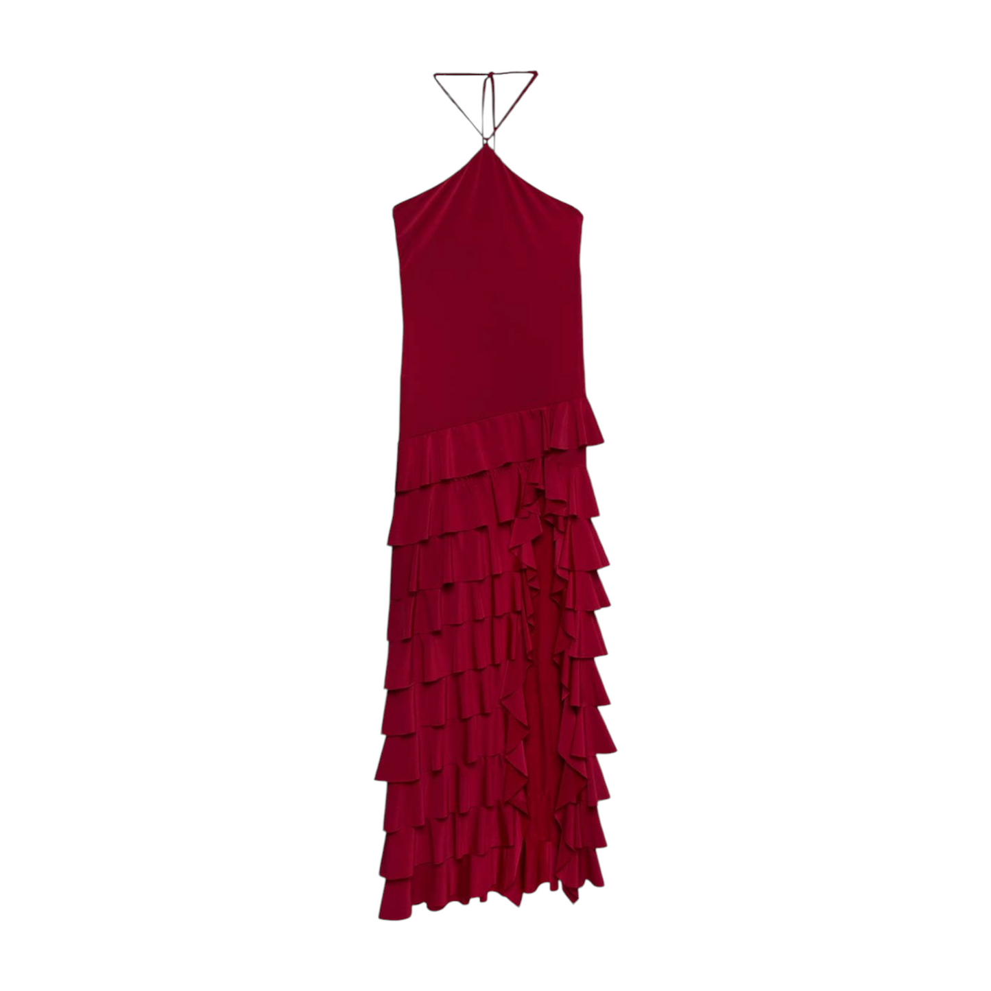 AB247 - JIJIL ABITO LUNGO CON BALZE BORDEAUX