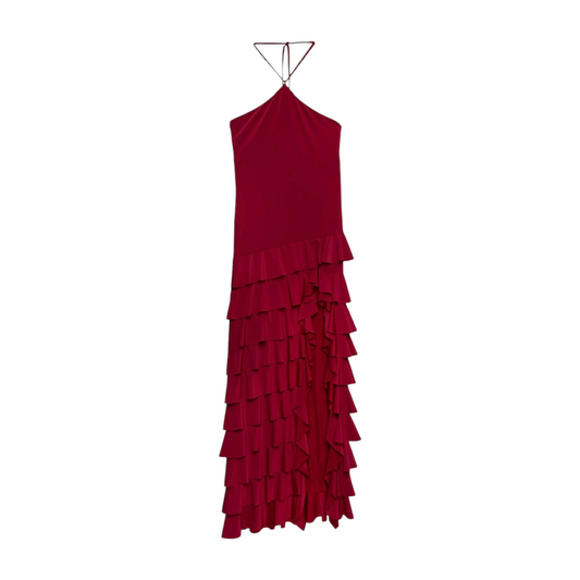 AB247 - JIJIL ABITO LUNGO CON BALZE BORDEAUX