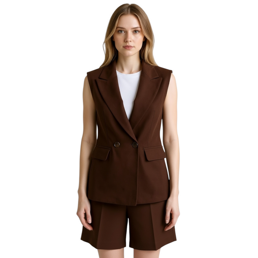 AN30725U442 - ANITIE GILET DOPPIOPETTO MORO