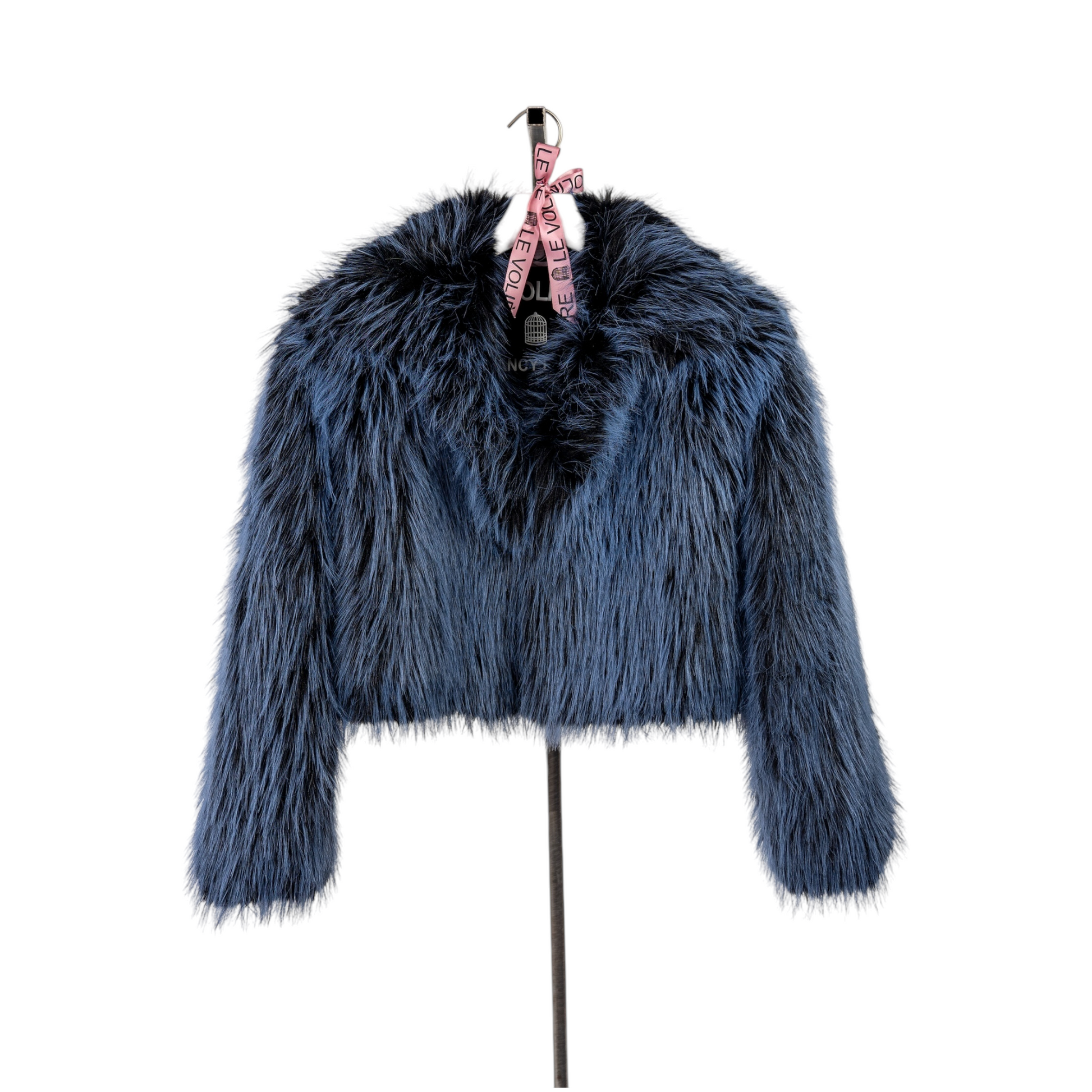 C744BL - Le-Voliere Black Purple Husky short faux fur