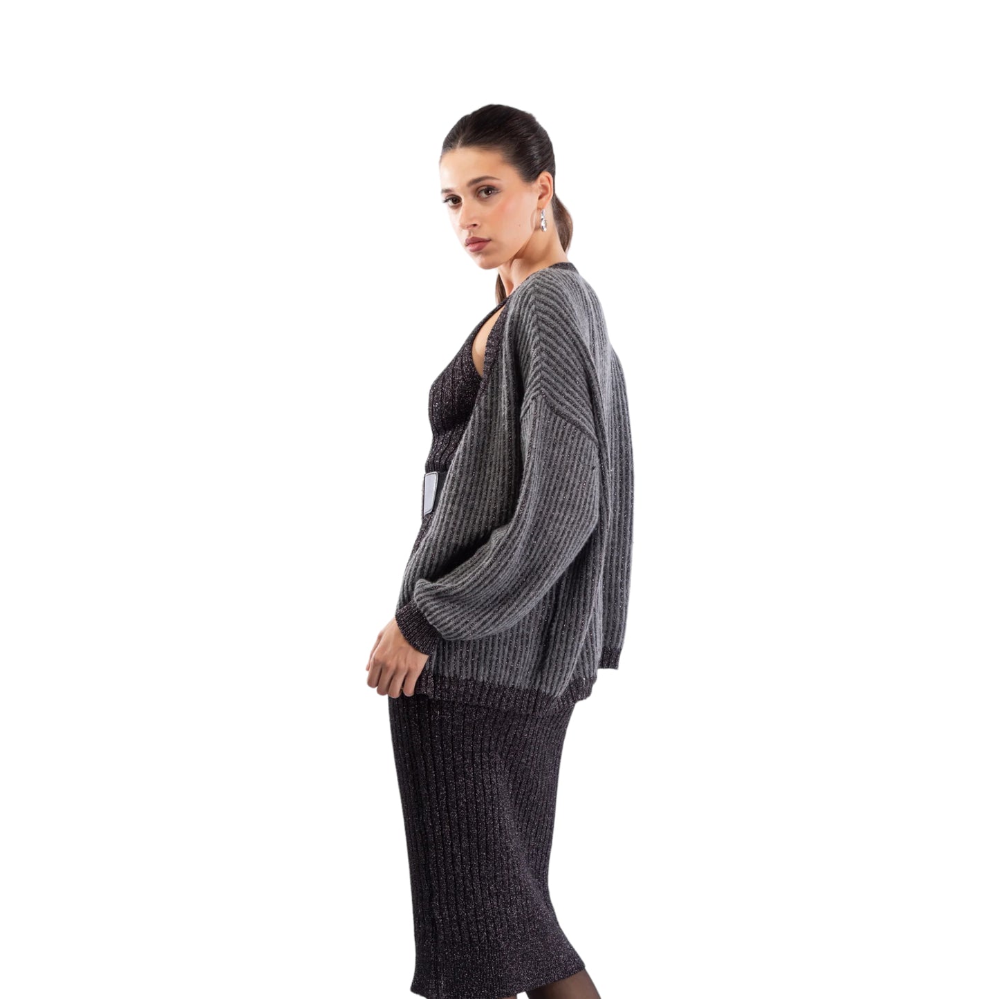 Le Voliere - Cardigan Silver Lurex