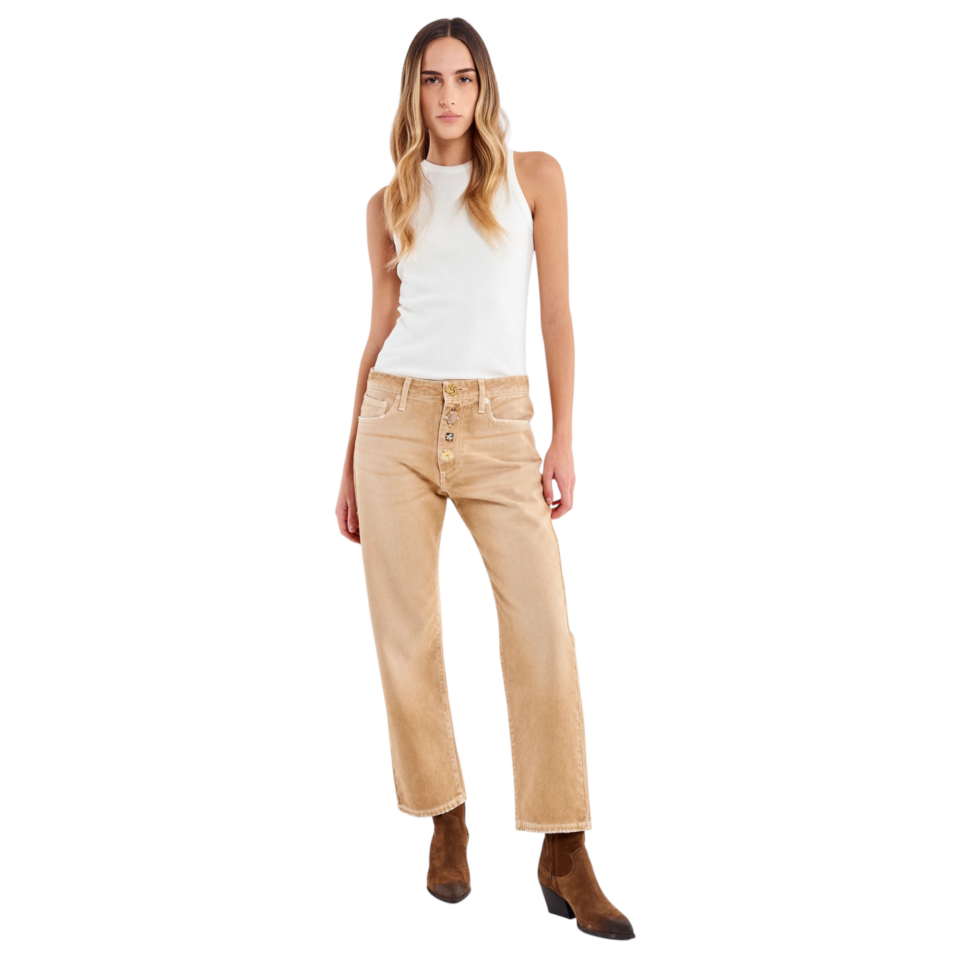 DAB5112 - VICOLO PANTALONE JOE CON BOTTONI BEIGE