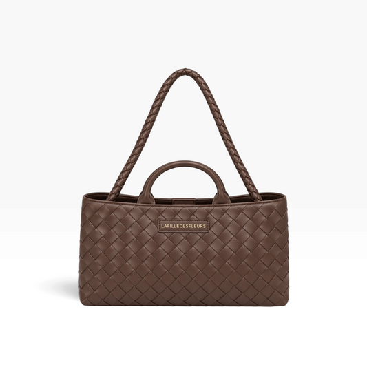 DEBORAINTNSQ - LA FILLE DES FLEURS BORSA DEBORA INTRECCIATO SQUARED CHOCOLATE