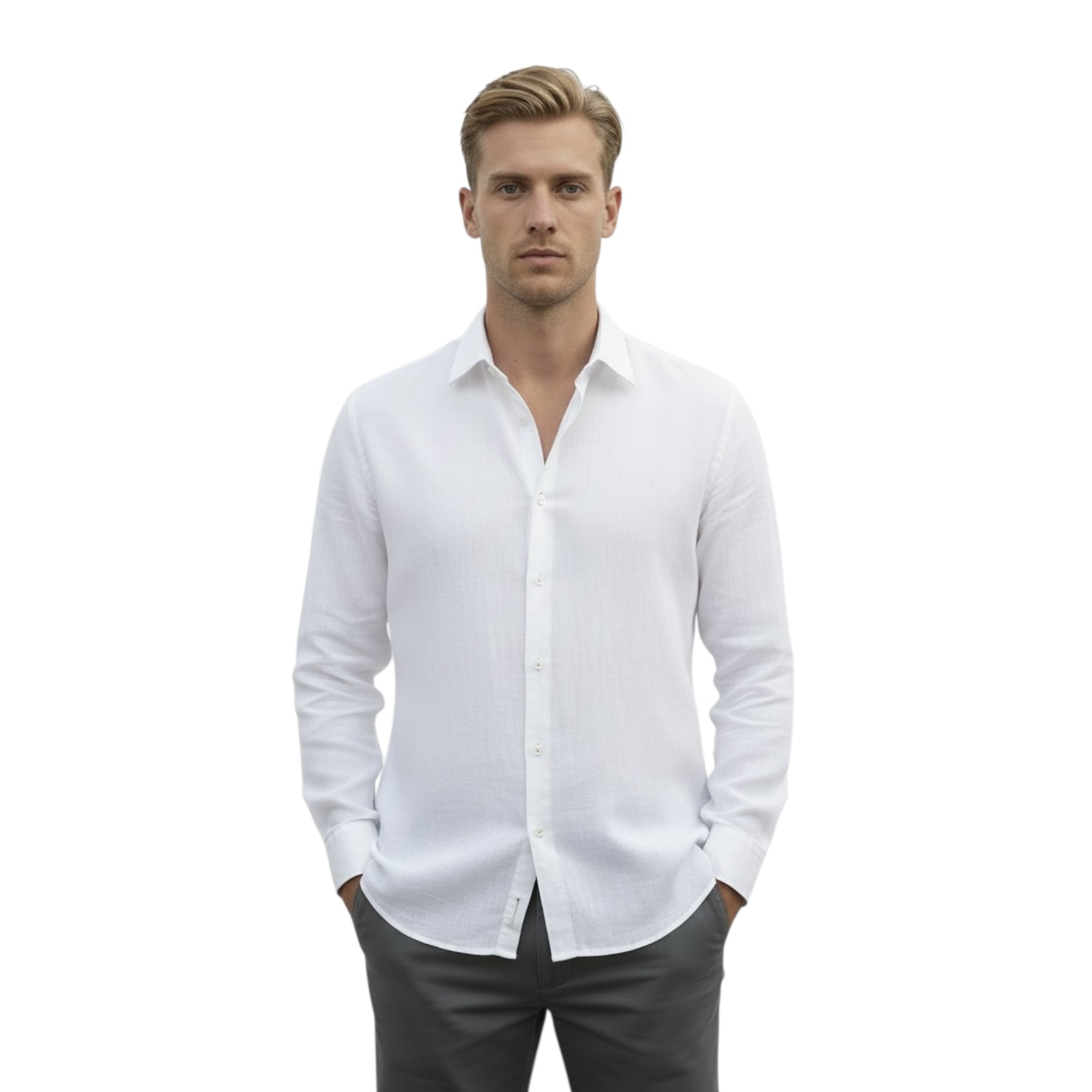 DUCL0001 - DANIELE ALESSANDRINI CAMICIA FRANCESE LINO BIANCO