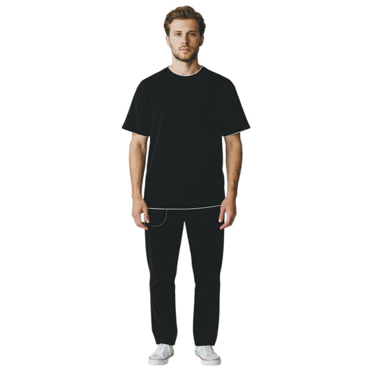F081 - PAOLO PECORA T-SHIRT DOUBLE NECK NERO