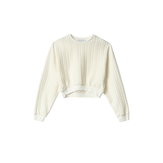 GAABW07697 - Gaelle Paris Felpa Cropped Trecce Off White