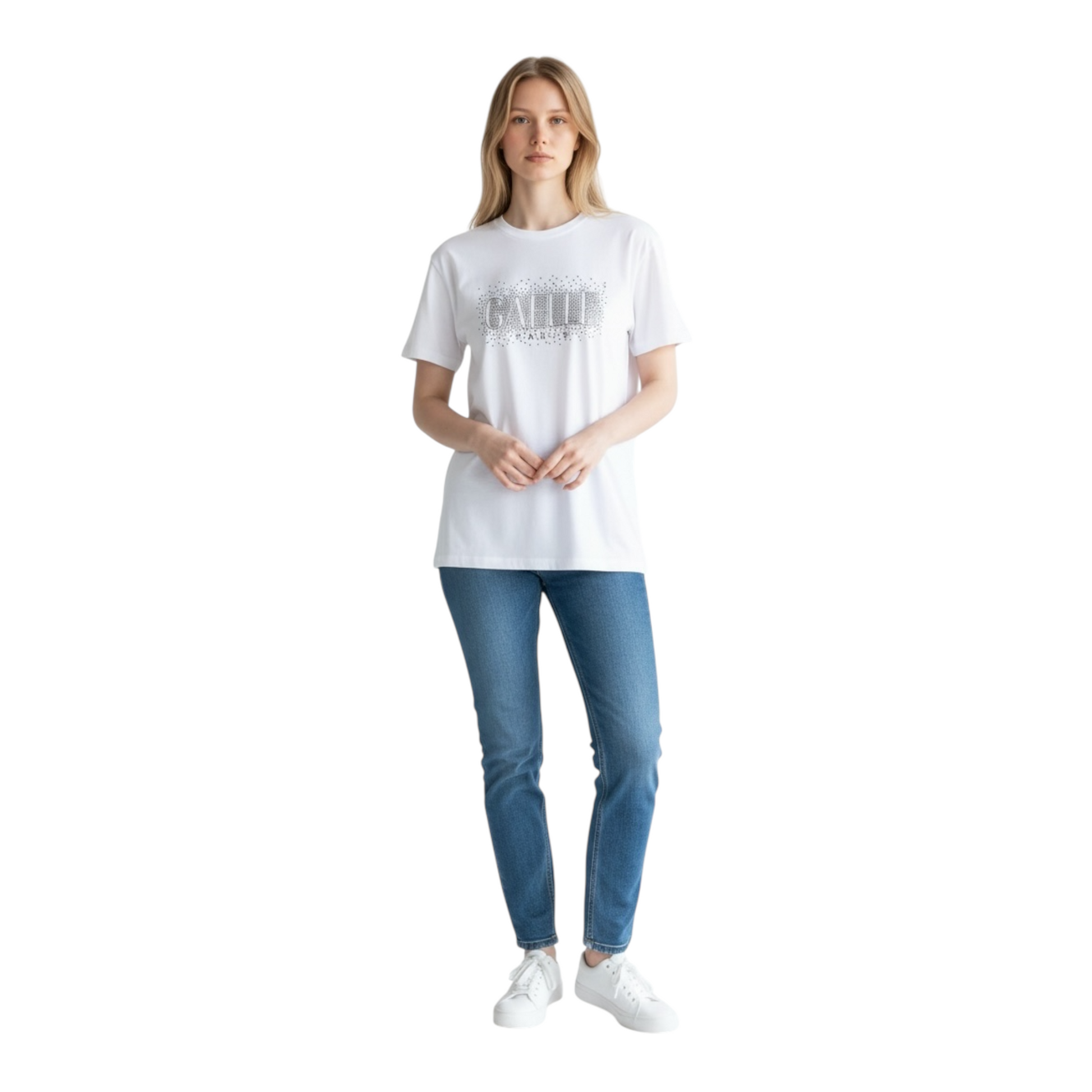 GAABW09260 - GAELLE PARIS T-SHIRT STRASS BIANCO