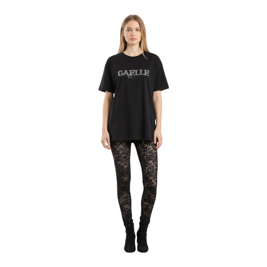 GAABW09374 - GAELLE PARIS T-SHIRT STRASS NERO