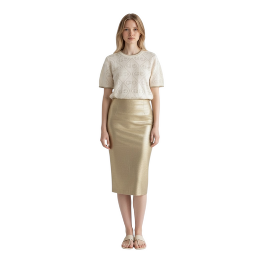 GAABW09401 - GAELLE PARIS MAGLIA TRAFORATA LUREX AVORIO