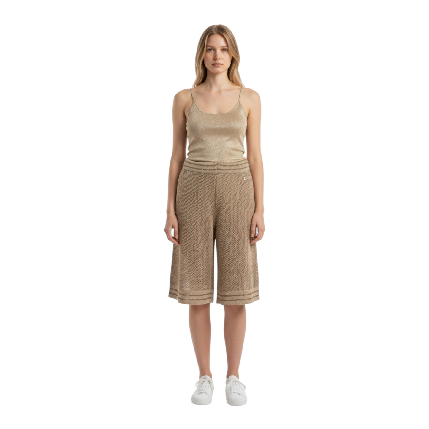 GAABW09487 - GAELLE PARIS BERMUDA IN MAGLIA BEIGE