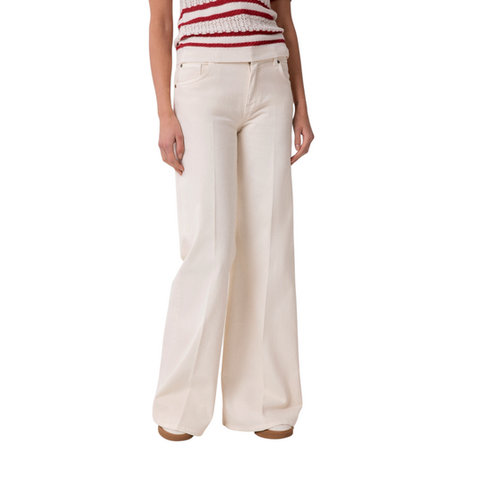 GAABW09505 - GAELLE pantalone in denim wide leg regular bianco