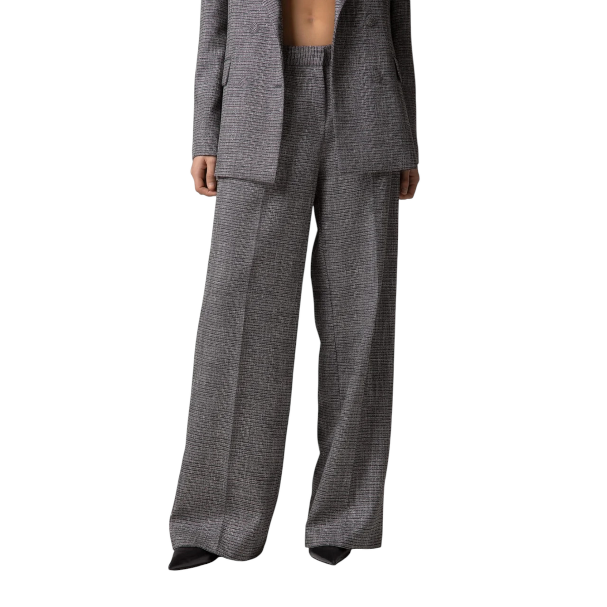GAABW11092 - GAELLE PARIS PANTALONE LOOSE PAILETTES GRIGIO