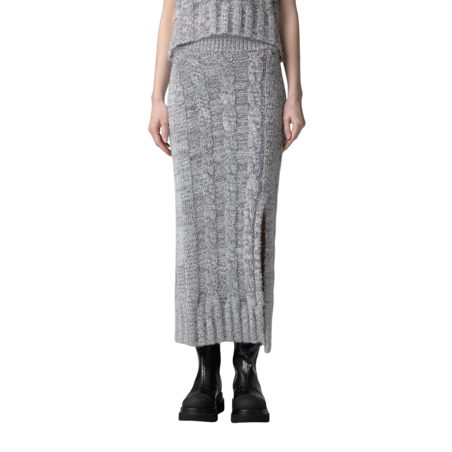 GAABW11481 - GAELLE PARIS GONNA LUNGA PAIETTES GRIGIO