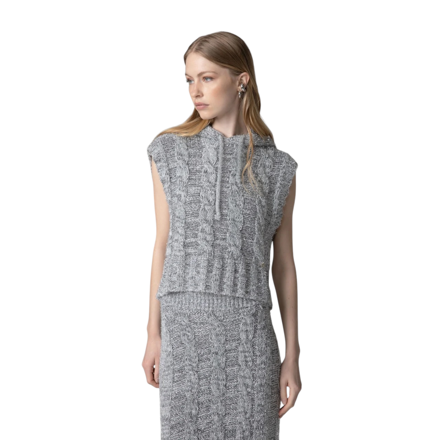 GAABW11482 - GAELLE PARIS PULLOVER SMANICATO PAIETTES GRIGIO