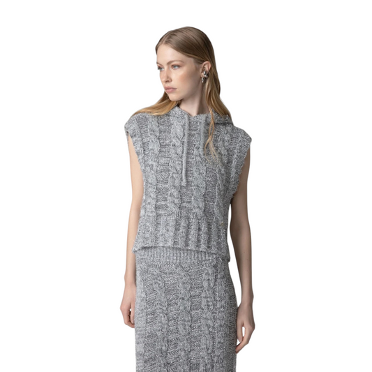GAABW11482 - GAELLE PARIS PULLOVER SMANICATO PAIETTES GRIGIO