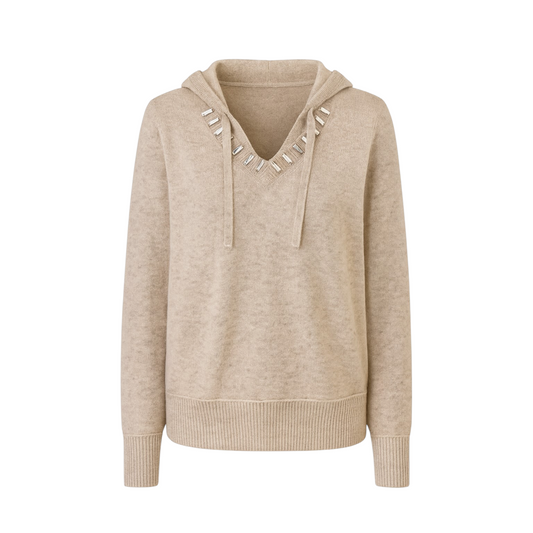 JPI26MK111 - JIJIL MAGLIA CON CAPPUCCIO SABBIA