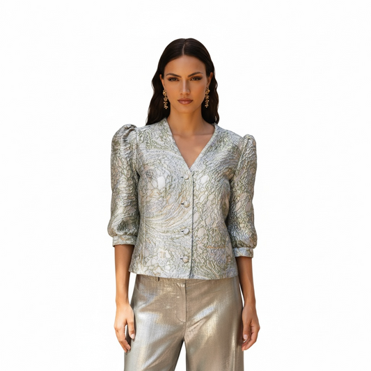 JQ90 - OTRO AMOR GIACCA DAMASCATA VERDE SALVIA