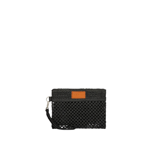 MF25-A077BK - Mini Pochette Paglia Nero
