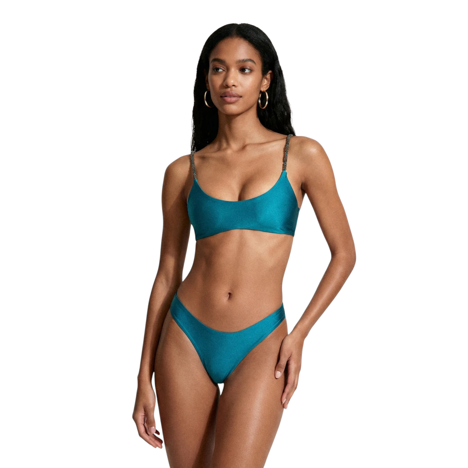 SW0121PT - ME FUI BIKINI SPALLINE GIOIELLO PETROLIO