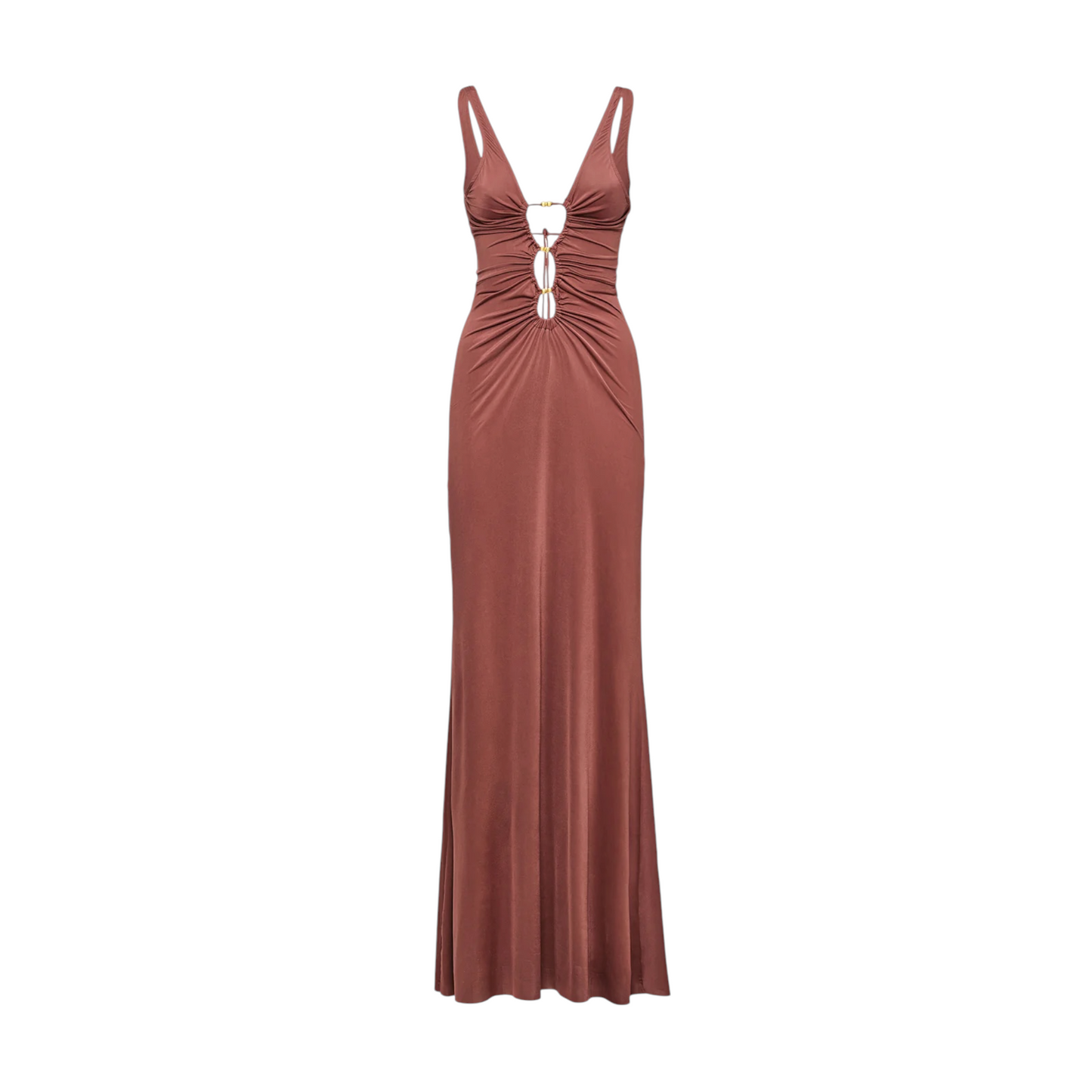 Me Fui - Abito Lungo Cut-Out Marrone
