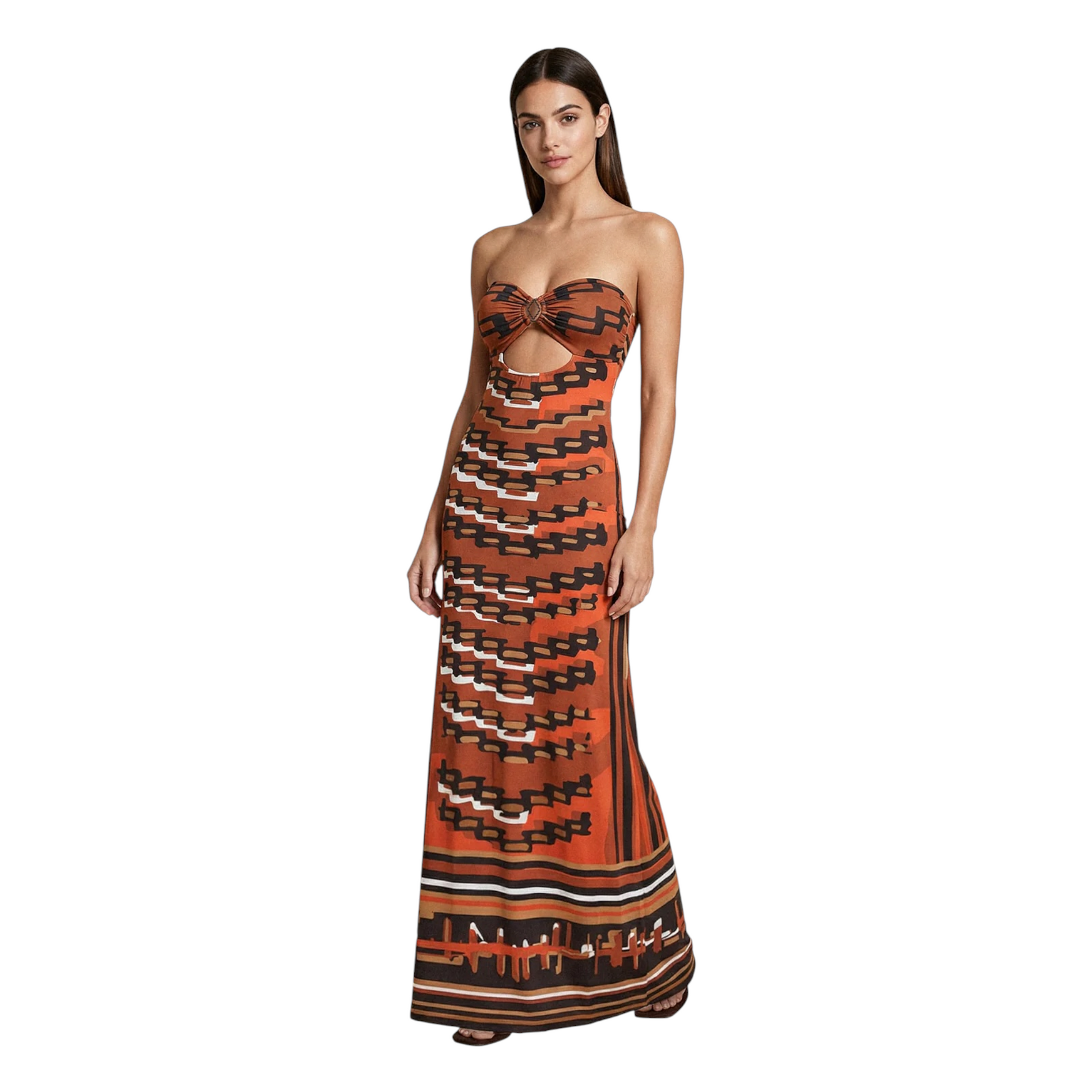 SW0418X21 - ME FUI ABITO LUNGO CUT-OUT FANTASIA ETNICO