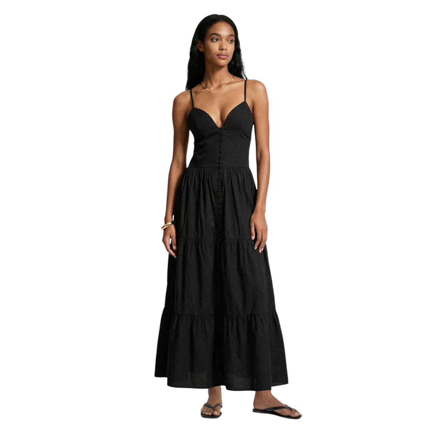 SW0429BK- ME FUI ABITO LUNGO CON BOTTONI NERO