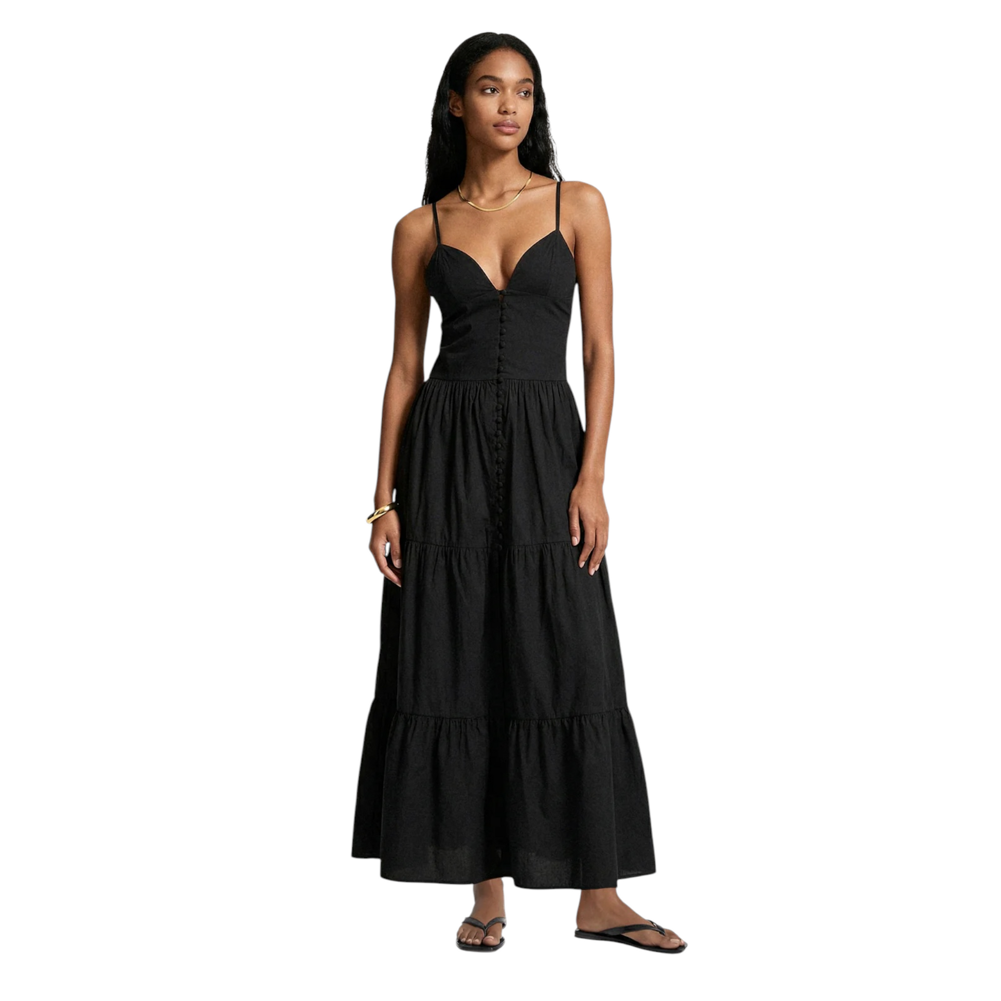 SW0429BK- ME FUI ABITO LUNGO CON BOTTONI NERO