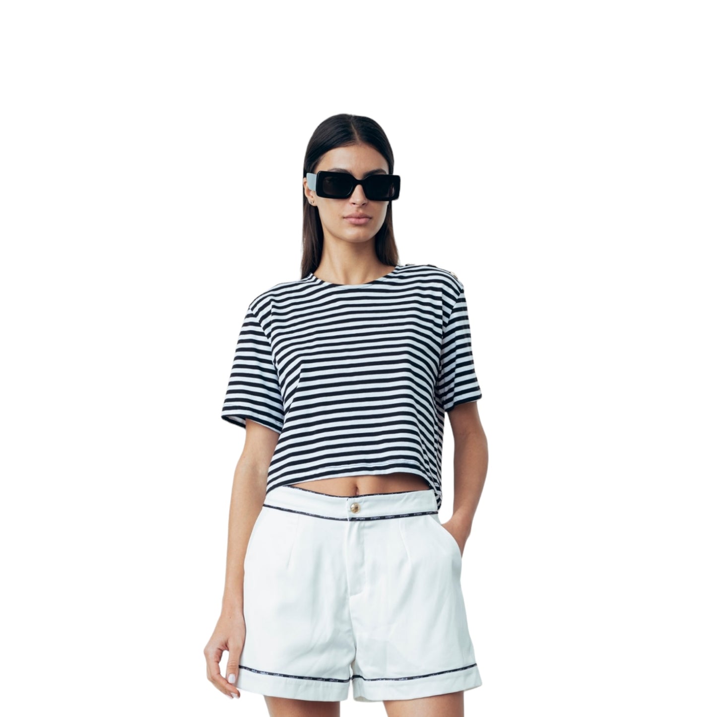 Gaelle Paris - Crop Stripes T-shirt