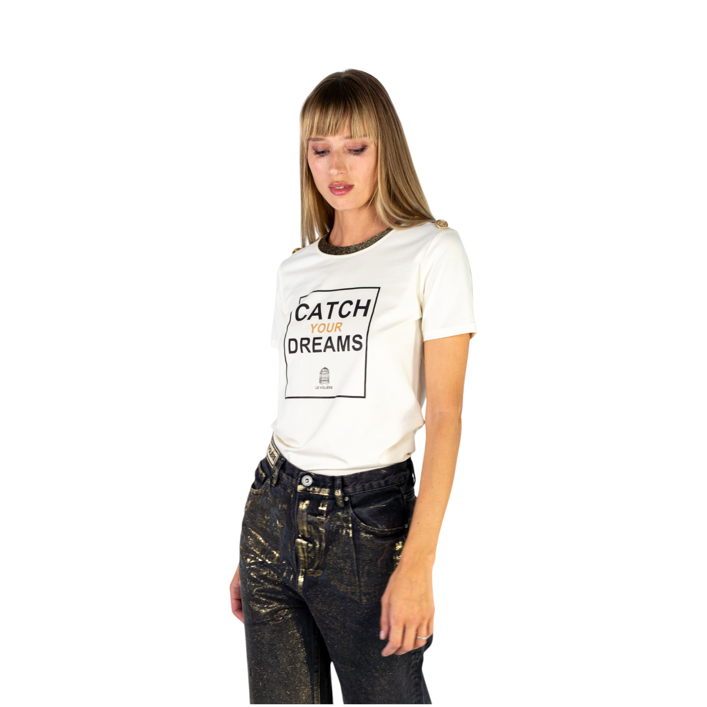 Le Voliere - T-shirt con Bottoni