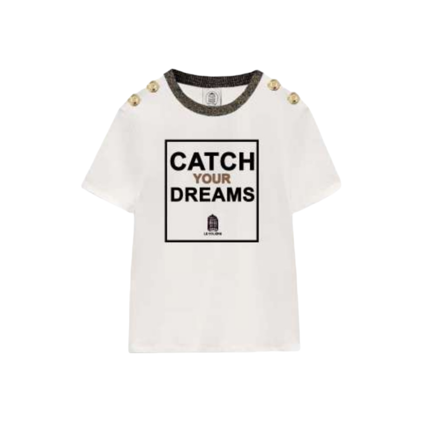 T733WH - Le Voliere White Catch your-dreams print t-shirt