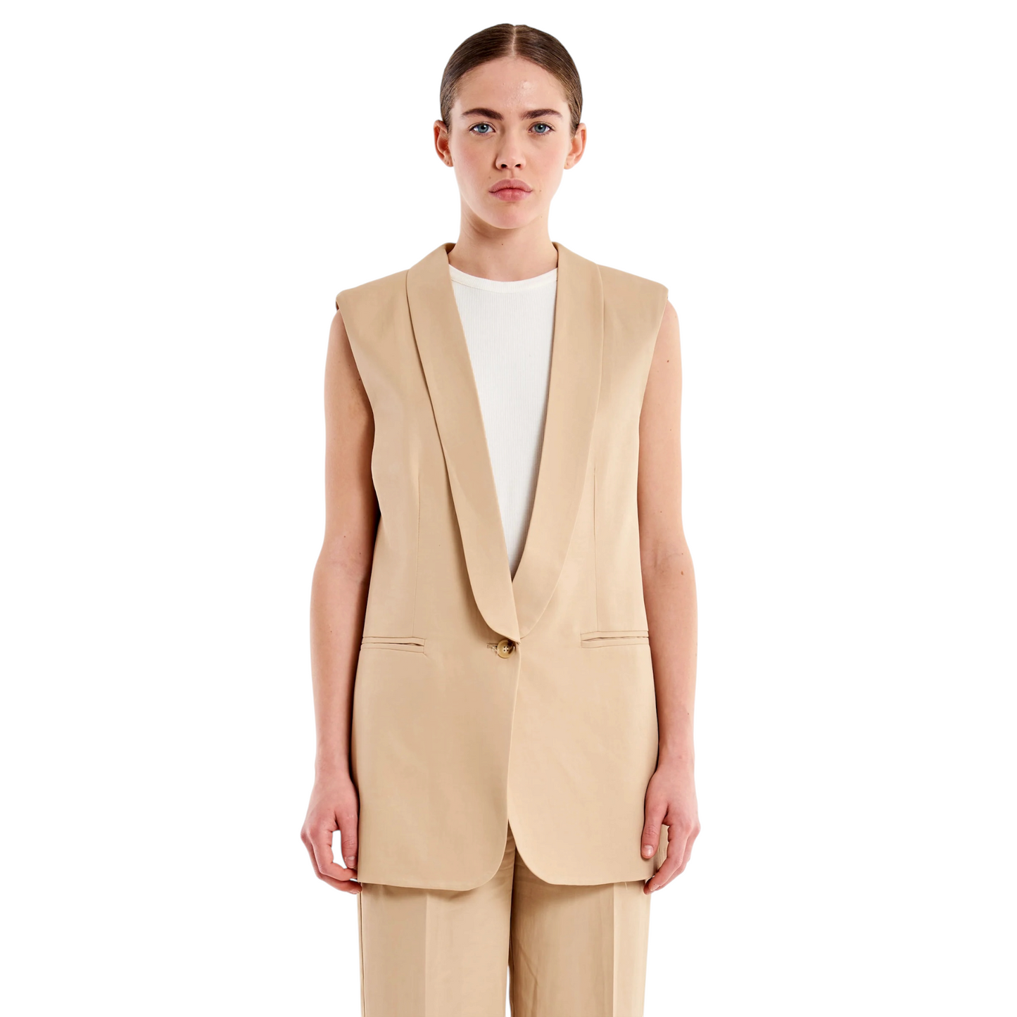 TAB0243 - VICOLO GILET FLUIDO BEIGE