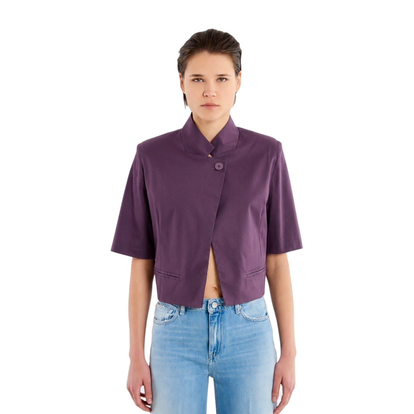 TAB1865 - VICOLO BLAZER CROPPED BOXY BORDEAUX